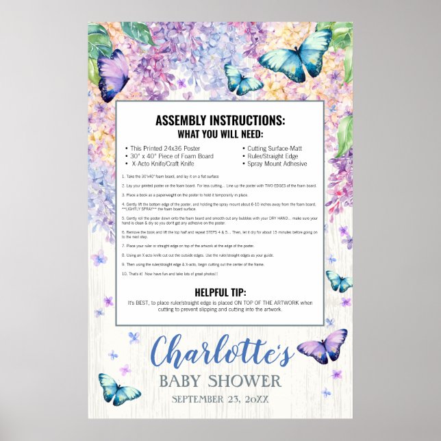 Fjärilsrams för baby shower fototillbehör - skumpl poster (Framsidan)