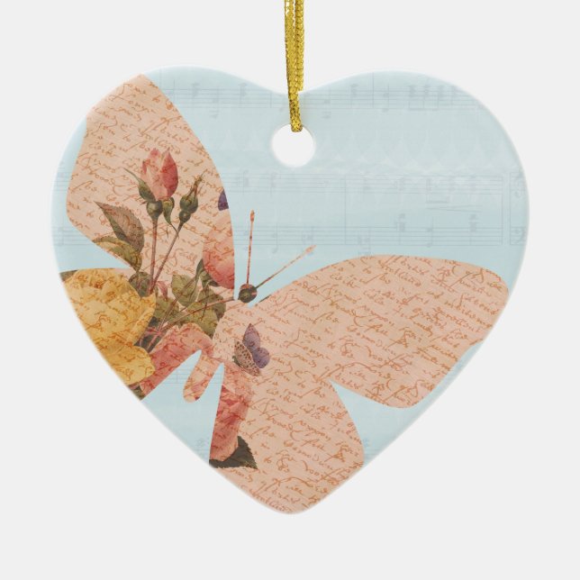 Fjärilsro Julgransprydnad Keramik (Framsidan)