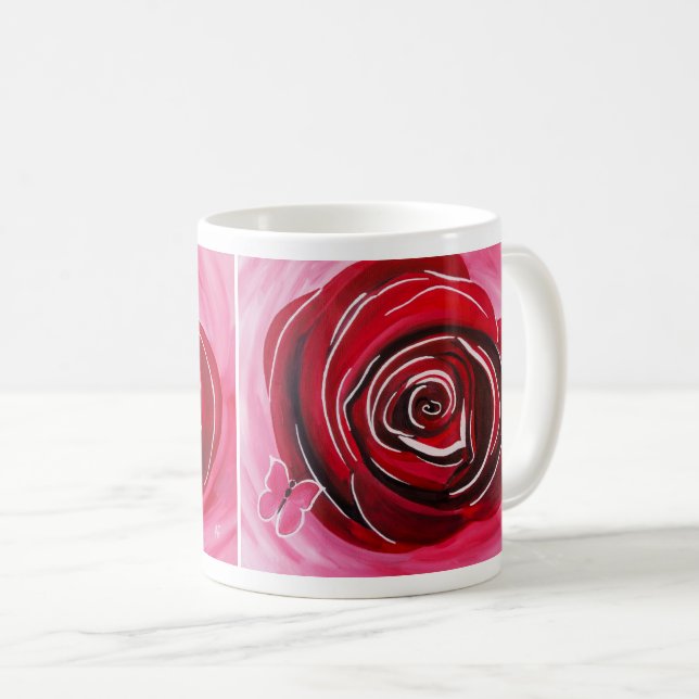 Fjärilsrosmålning av Alfred Fox Kaffemugg (Framsida höger)
