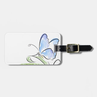 Fjärilssitta på gräs över blommafält bagagebricka