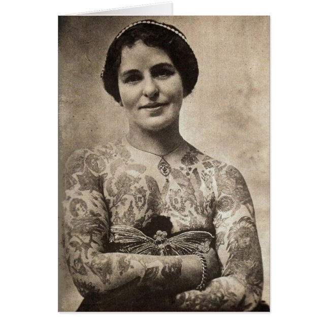 Fjärilstatueringflicka Hälsningskort (Framsidan)