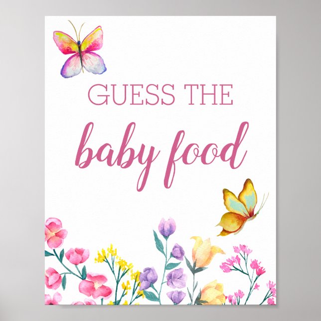 Fjärilstema Blomsterträdgård Gissa Babymaten Poster (Framsidan)