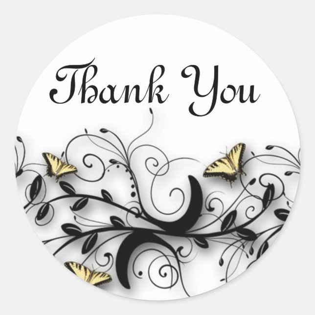 Fjärilstema Runt Klistermärke (Framsida)