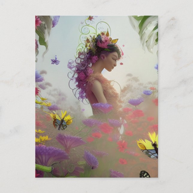 Fjärilsträdgård AI-genererad  Vykort (Framsida)