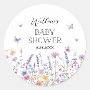 Fjärilsträdgård Baby Shower Favor Klistermärken