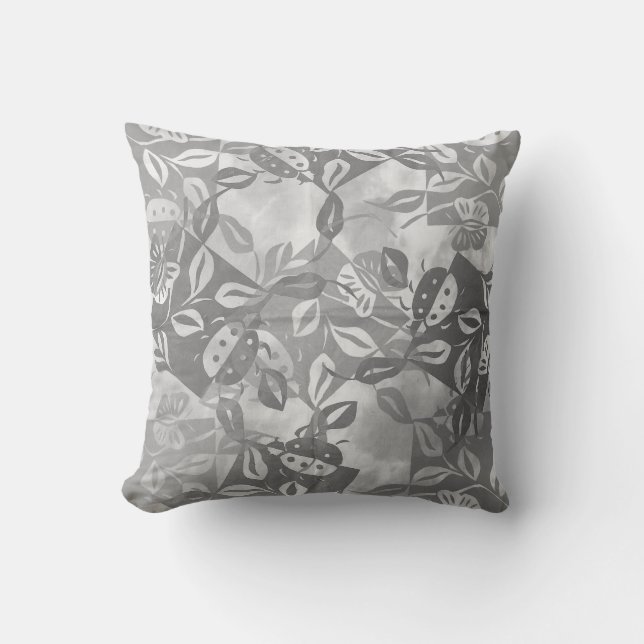 Fjärilsträdgård Nyckelpiga Målning Kastkudde Kudde (Framsida)