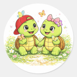 Fjärilsvänner Runt Klistermärke