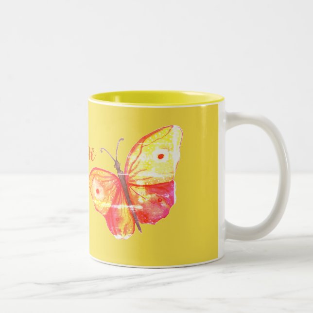Fjärilsvattenfärgorange Två-Tonad Mugg (Höger)