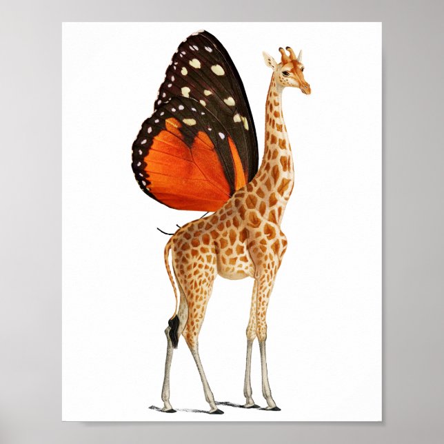 Fjärilsvingad giraff  poster (Framsidan)