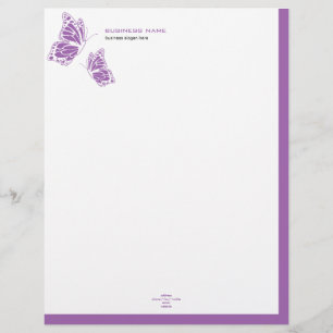 FjärilsViolet & vit eleganta moderna enkla 2 Brevhuvud