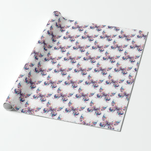 Fjäriltema papper för presentinslagning presentpapper
