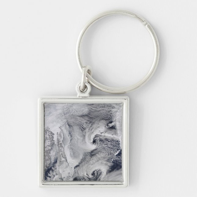 Fjärran östran Ryssland Fyrkantig Silverfärgad Nyckelring (Framsidan)