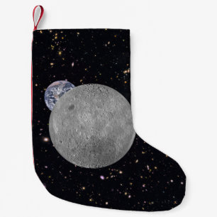 Fjärran sidan av Måne jorden Starry Himlar Liten Julstrumpa