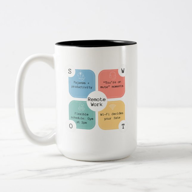 Fjärrarbetstid | Funny Work-from-Home-gift Två-Tonad Mugg (Vänster)