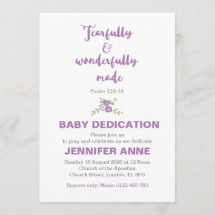 Fjärt och underbart Baby Dedication Inbjudan