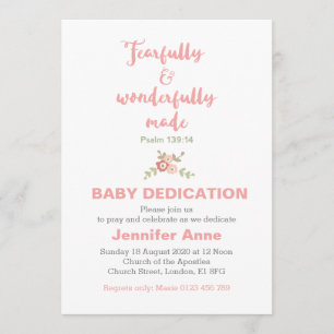 Fjärt och underbart Baby Dedication Inbjudan