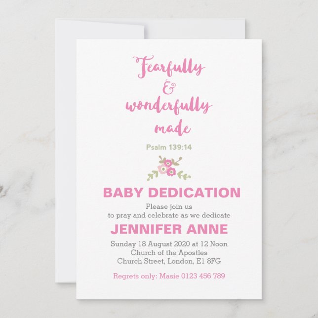 Fjärt och underbart Baby Dedication Inbjudan (Framsida)