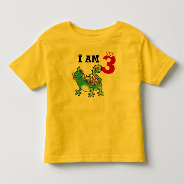 Fjellips för 3-årsdagen (lustig ödla) tee shirt (Framsida)