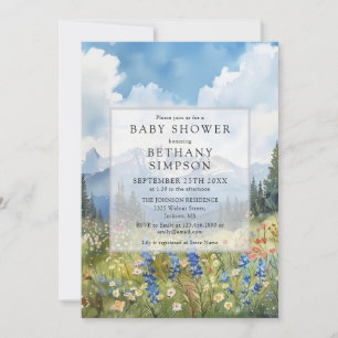 Fjellvildblomma Blomsteräng Baby Shower Inbjudningar