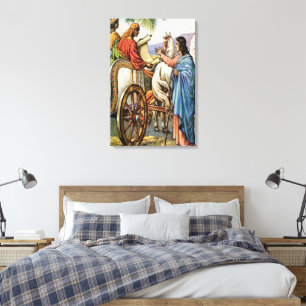 Fjlip och mannen i en schariot Wrapped Canvas