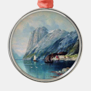 Fjord i Norge-målning av Lev Lagorio Julgransprydnad Metall