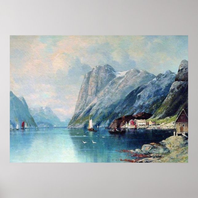 Fjord i Norge-målning av Lev Lagorio Poster (Framsidan)