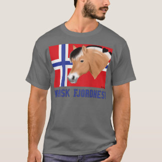 Fjordhäst med norsk flagga, en pony fläkt, söt t shirt