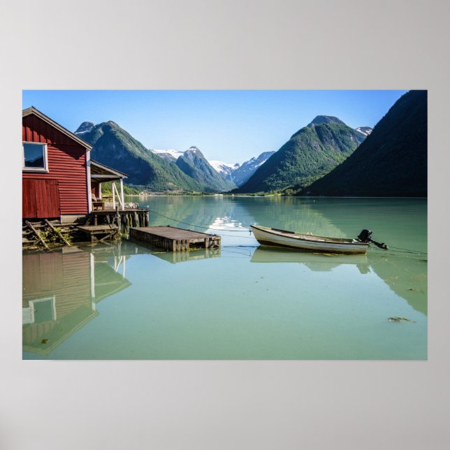 Fjordlandskap i Norge affisch (Framsidan)
