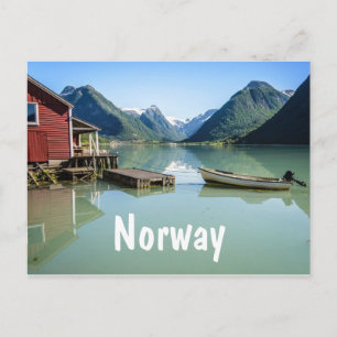 Fjordlandskap i vykort för Norge