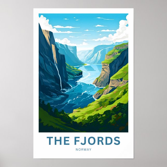 Fjords Norge Travel Print Poster (Framsidan)