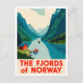 Fjords Norway Art vintage Travel Vykort