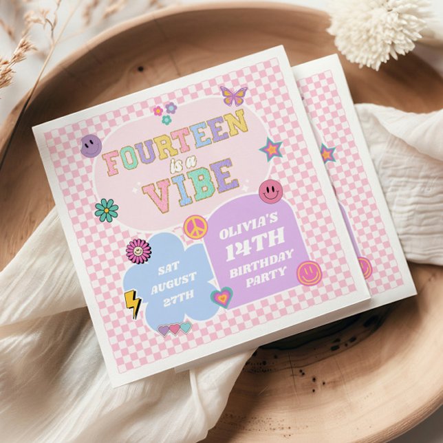 Fjorton A Vibe Preppy Patch fjortonde Födelsedagsf Pappersservett (Skapare uppladdad)