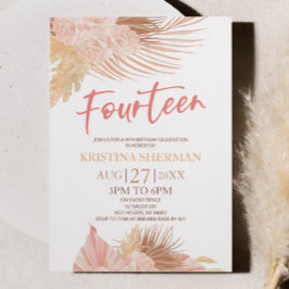 Fjorton Boho Rosa Blommigt 14:e Födelsedagsfesten Inbjudningar