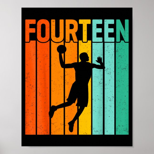 Fjorton födelsedags basketspelare 14 år gammal poster (Framsidan)
