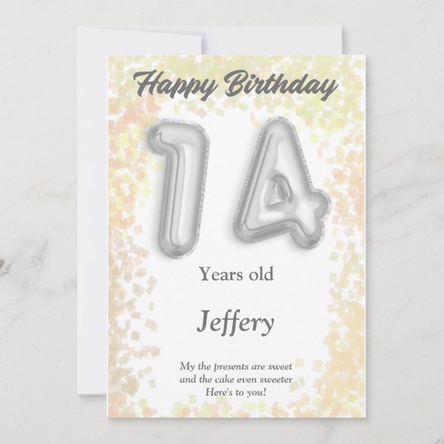 Fjortonårskort Grattis på födelsedagen (Framsida)