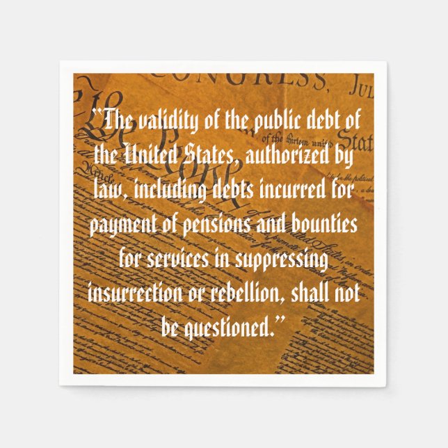 Fjortonde ändringen Offentlig skuld Pappersservett (Framsidan)