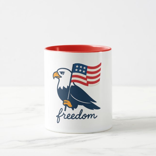 Fjortonde juli Freedom Mugg med American Flagga &  (Center)