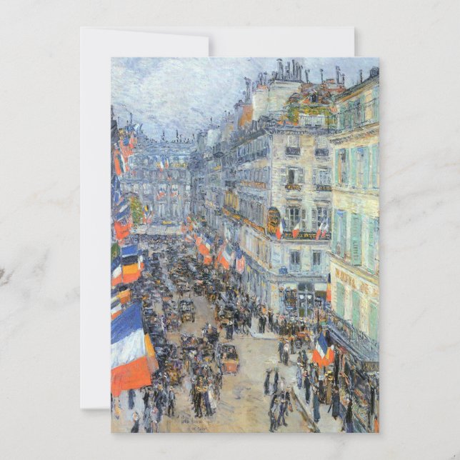 Fjortonde juli, Rue Daunou av Childe Hassam Kort (Framsida)