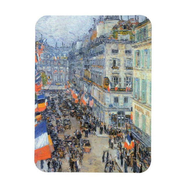 Fjortonde juli, Rue Daunou av Childe Hassam Magnet (Vertikal)