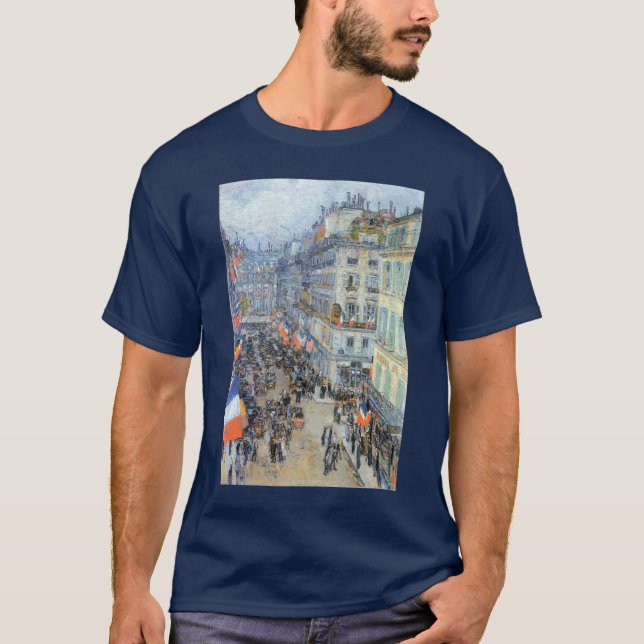 Fjortonde juli, Rue Daunou av Childe Hassam T Shirt (Framsida)