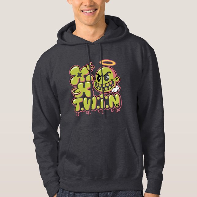 FK TWIN Retro Tecknad Street Art Bubble Design Hoodie (Framsida)