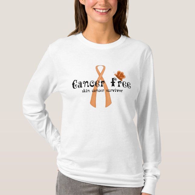 Flå canceröverlevanden D8:: Cancer frigör fjärilen T-shirt (Framsida)