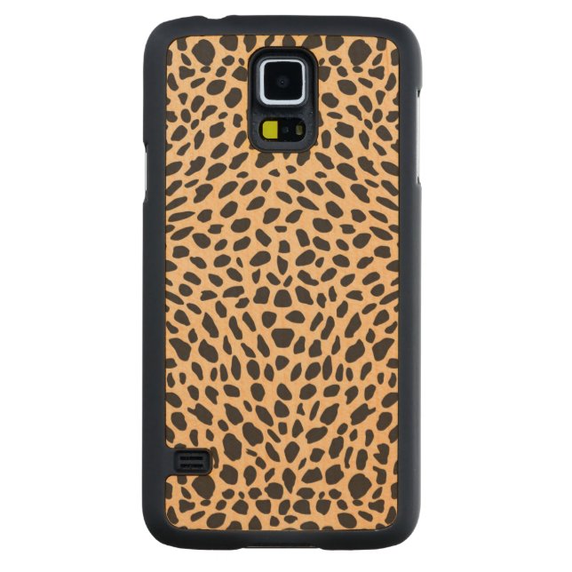Flå cheetahdekoren carved lönn galaxy s5 slim skal (Baksidan)