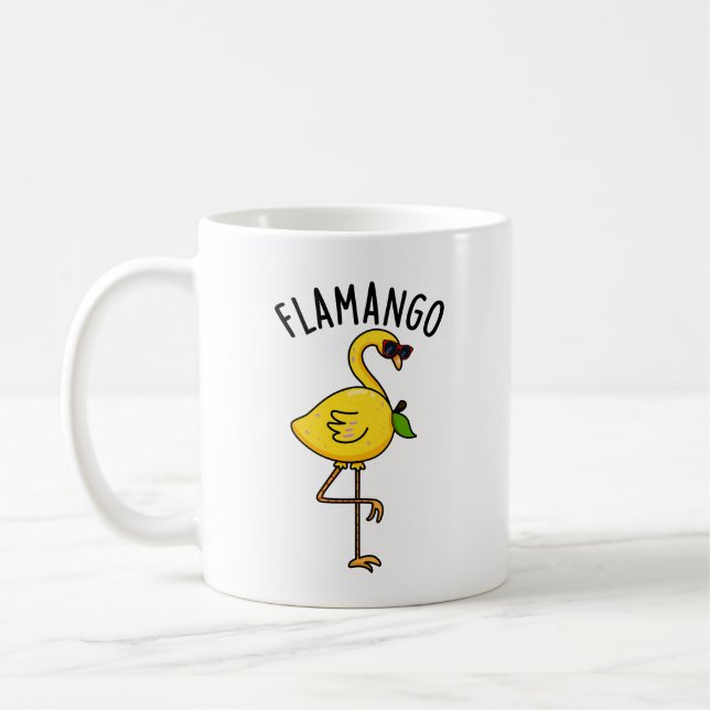 Fla-mango Funny Flamingo Pun Kaffemugg (Vänster)