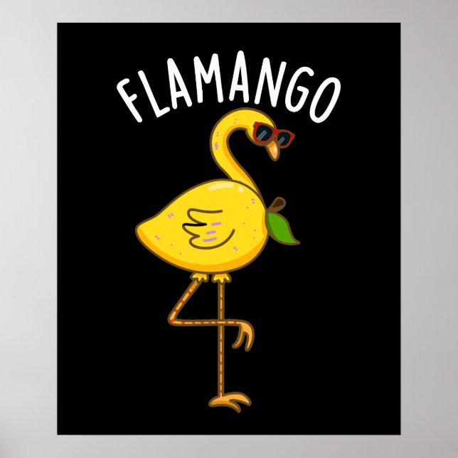 Fla-mango Funny Flamingo Pun Mörk BG Poster (Framsidan)
