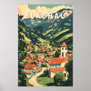 Flachau Österrike Illustration Resa Konst Vintage Poster