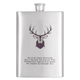 Flachmann mit Hirsch "Leitspruch" / Hip flask deer Fickplunta