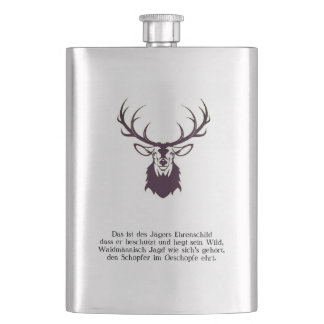 Flachmann mit Hirsch "Leitspruch" / Hip flask deer Fickplunta