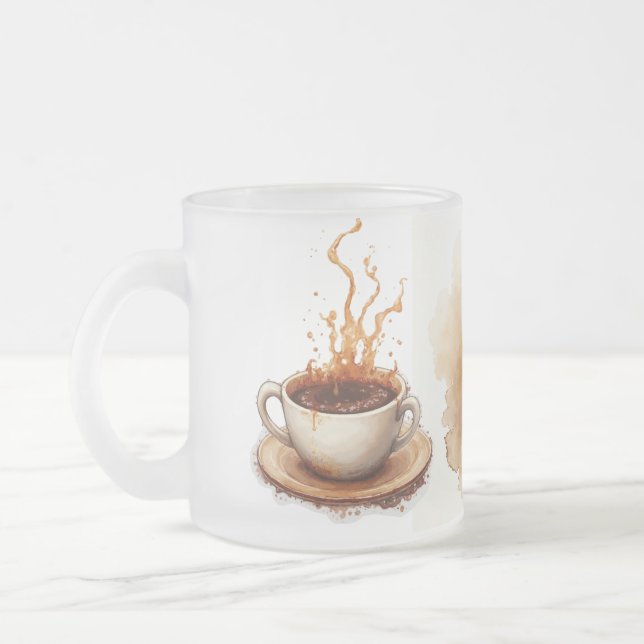 Fläckad med kaffe frostad glasmugg (Vänster)