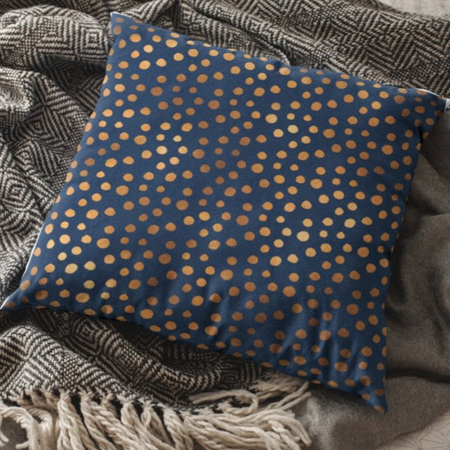 Fläckar av metallisk Polka dots av marin koppar Kudde (Skapare uppladdad)